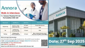Annora Pharma Walk in Interview