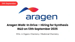 Aragen Walk-In Drive – Hiring for Synthesis R&D on 13th September 2025