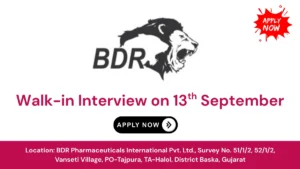 BDR Pharmaceuticals Walk-in Interview 2025 – QC & Lab Roles on 13th September