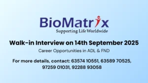 BioMatrix Healthcare Walk-in Interview on 14th September 2025 – Career Opportunities in ADL & FND