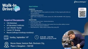 Biocon Biologics Walk-in Drive 2025 – Multiple Openings in Bangalore