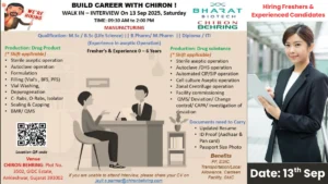 Chiron Behring (Bharat Biotech) Walk-In Interview – 13th September 2025