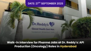 Dr. Reddy laboratories Walk in Interview on 27th September