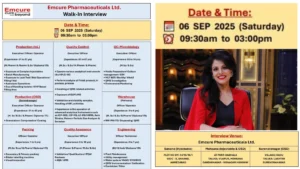 Emcure Pharmaceuticals Walk-in Interview for M.Pharm, B.Pharm, B.Sc, M.Sc, Diploma, ITI Candidates in Various Departments on 6th September