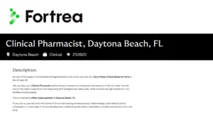 Fortrea is Hiring for Clinical Pharmacist Role in Daytona Beach, FL