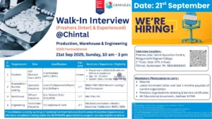 Granules India Ltd Walk-In Interview for Pharma Jobs on 21st September