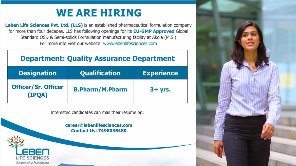 Leben Life Sciences Job Openings – Quality Assurance Department