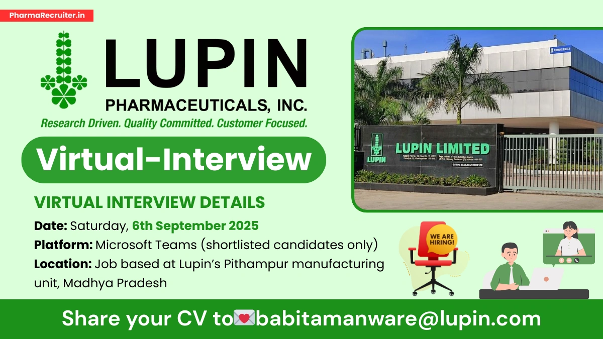 Lupin Virtual Interview 2025 – Quality Control (High Potent Formulations)
