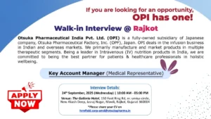 Otsuka Pharma Walk-in Interview for Medical Representative on 24th September (Rajkot)