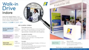 PI Industries Walk-in Drive for Chemical Engineering Jobs on 21st September