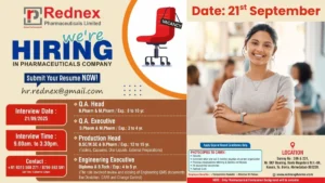 Rednex Pharmaceuticals Walk-in Interviews for Quality Assurance and Production Leaders on 21st September