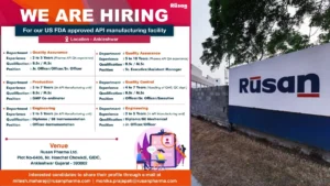 Rusan Pharma Walk-In Interviews for Multiple Roles in Ankleshwar