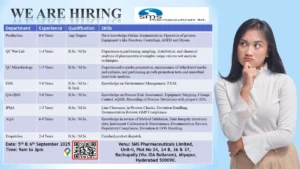 SMS Pharmaceuticals Walk-In Interview for Freshers and Experienced Candidates on 5th & 6th September 2025