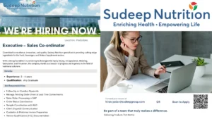 Sudeep Nutrition Hiring for Executive - Sales Coordinator Opportunity in Vadodara