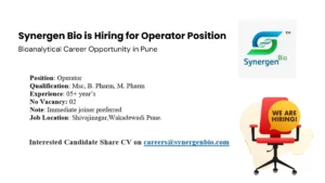 Synergen Bio is Hiring for Operator Position