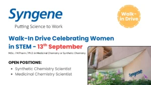 Syngene Walk-In Drive Celebrating Women in STEM – September 13, 2025
