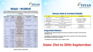 Titan Laboratories Walk-In Drive for Pharma Roles from 21st to 30th September
