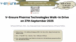 V-Ensure Pharma Technologies Walk-In Drive on 27th September 2025