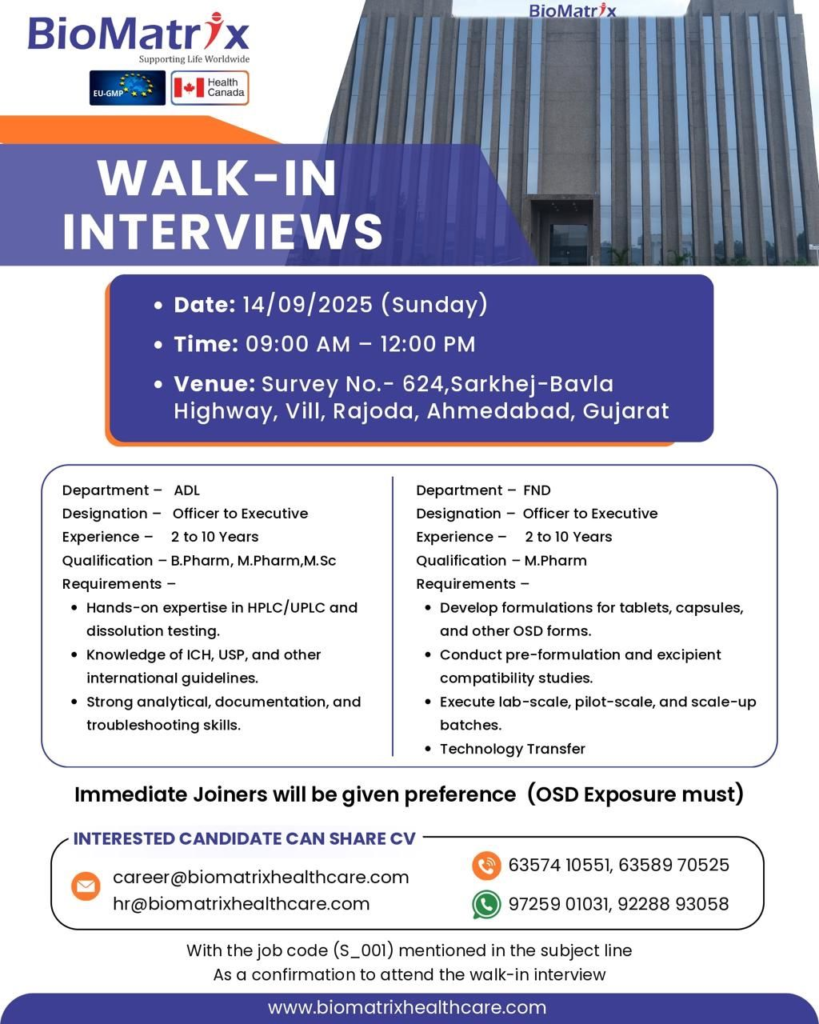 BioMatrix Healthcare Walk-in Interview on 14th September 2025 – Career Opportunities in ADL & FND