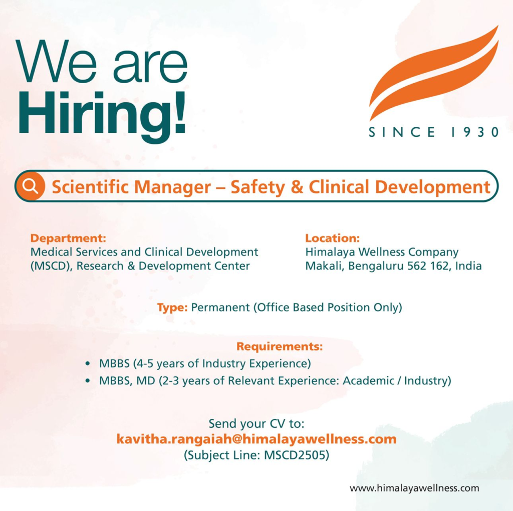 Himalaya Wellness Company Hiring – Scientific Manager, Safety & Clinical Development