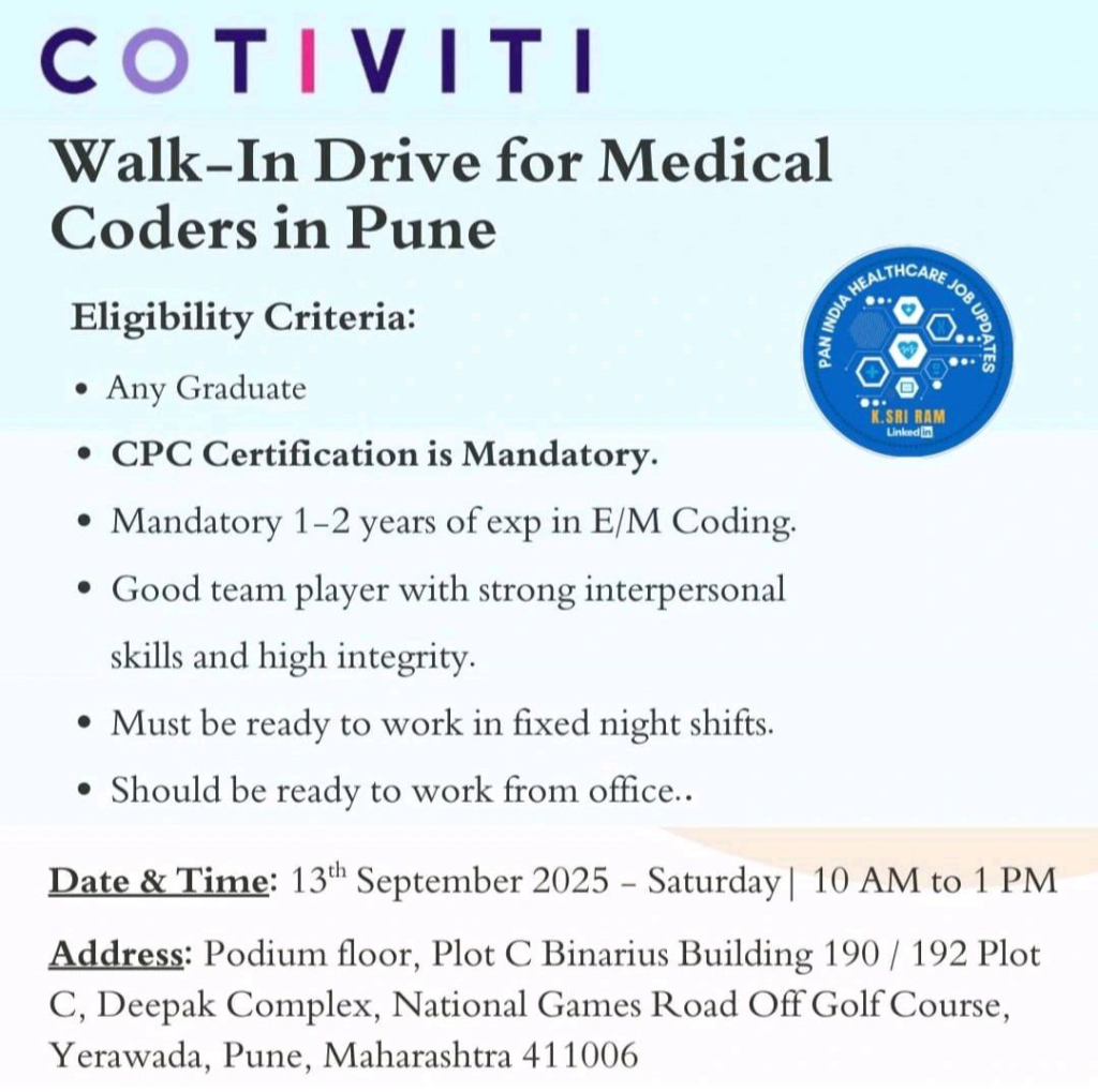 Cotiviti Walk-In Drive for Medical Coders in Pune – 13th September 2025