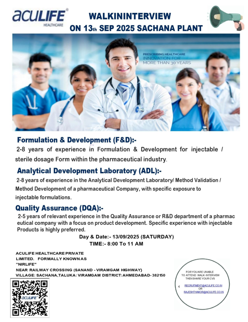 AcuLife Healthcare Walk-in Interview – September 2025
