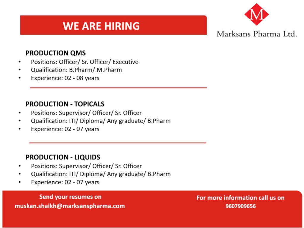 Marksans Pharma: Join Our Team in Vapi