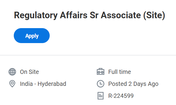Amgen is Hiring a Regulatory Affairs Senior Associate in Hyderabad