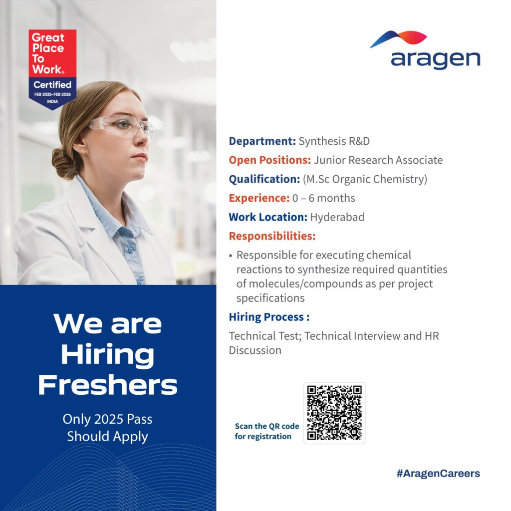 Aragen Life Sciences Hiring Freshers for Junior Research Associate in Hyderabad