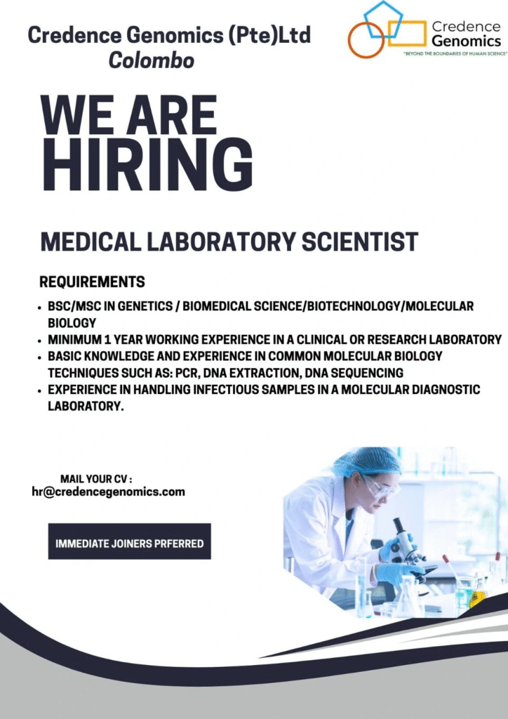 Credence Genomics is Hiring for Medical Laboratory Scientist Roles in Clinical Diagnostics