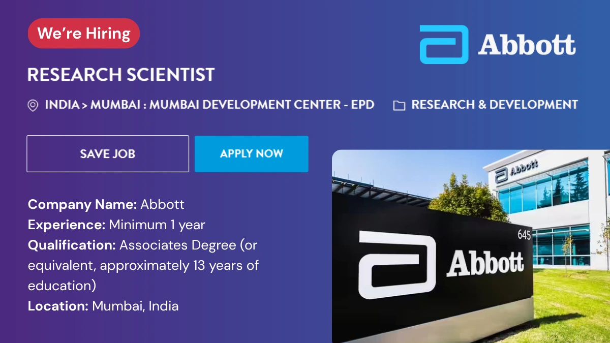 Abbott is Hiring for research scientist