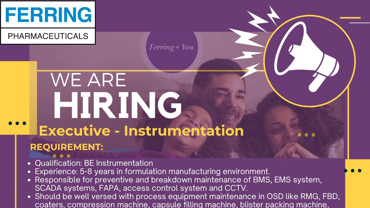 Executive - Instrumentation Job at Ferring Pharmaceuticals