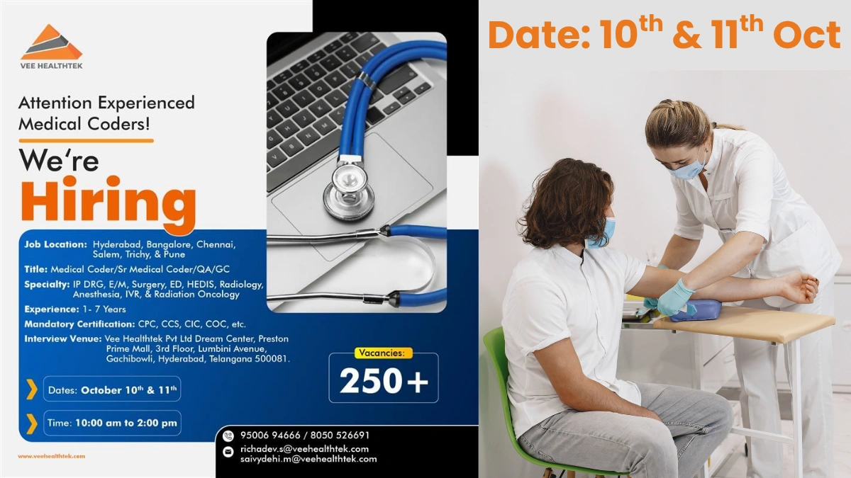 Medical Coding Jobs at Vee Healthtek Walk-in for 250+ Positions
