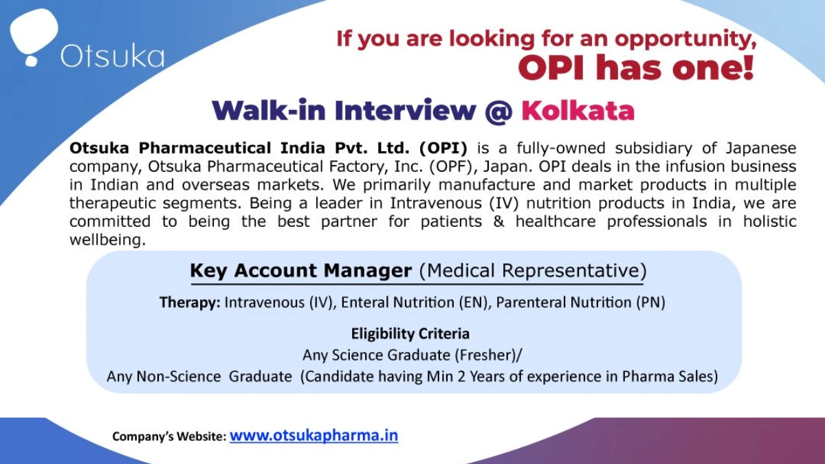 Otsuka Pharmaceutical - Key Account Manager (Medical Representative) Jobs