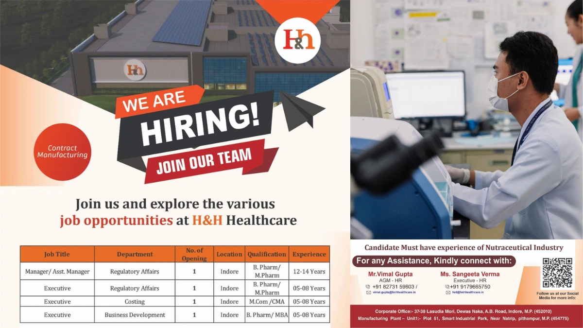 Regulatory Affairs @ H&H Healthcare – Job Openings for Manager and Executive Roles in Indore