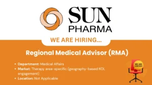 Sun Pharma Hiring Regional Medical Advisor (RMA)