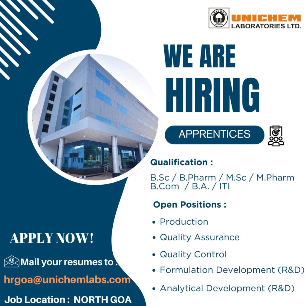 Apprenticeship @ Unichem Laboratories: Entry-Level Pharma Jobs in North Goa