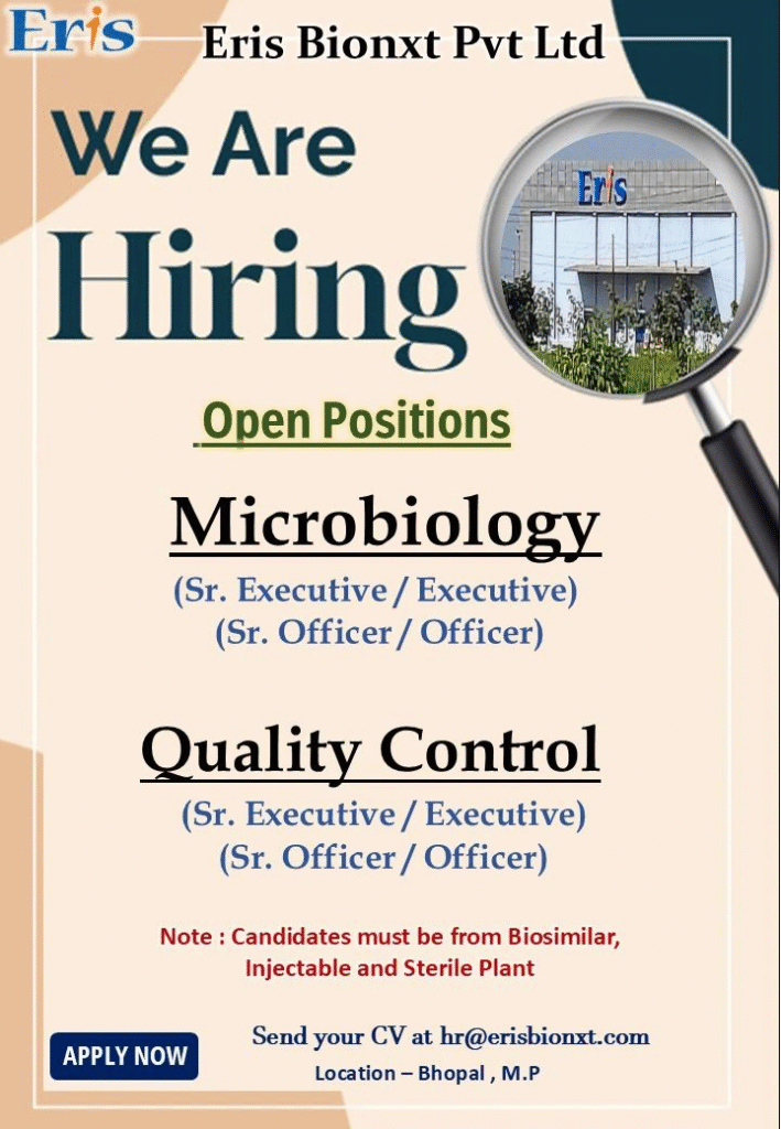 Eris Bionxt Hiring Sr. Executive Roles in Microbiology and Quality Control