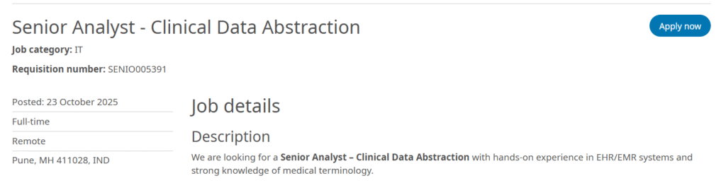 MRO Corp Hiring Remote Senior Analyst - Clinical Data Abstraction Jobs | EHR Careers in Pune