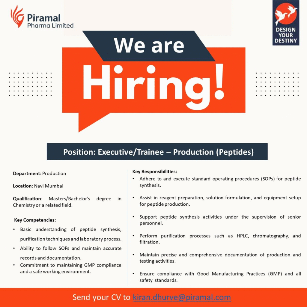 Piramal Pharma Limited Hiring Freshers