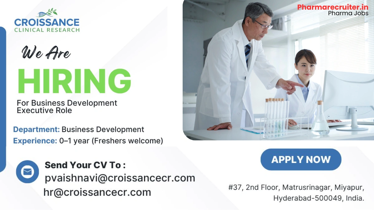 Croissance Clinical Research - Hiring Freshers for Business Development Executive Jobs