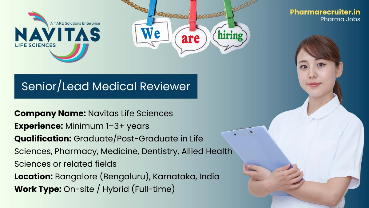 Navitas Life Sciences is Hiring Lead Medical Reviewer – Pharmacovigilance