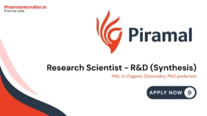 Piramal Pharma Solutions Hiring Research Scientist - R&D (Synthesis)