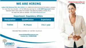 Regulatory Affairs Trainee Jobs at Leben Life Sciences