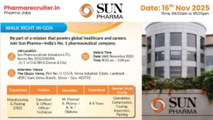 Sun Pharma Walk-in Drive on 16th Nov