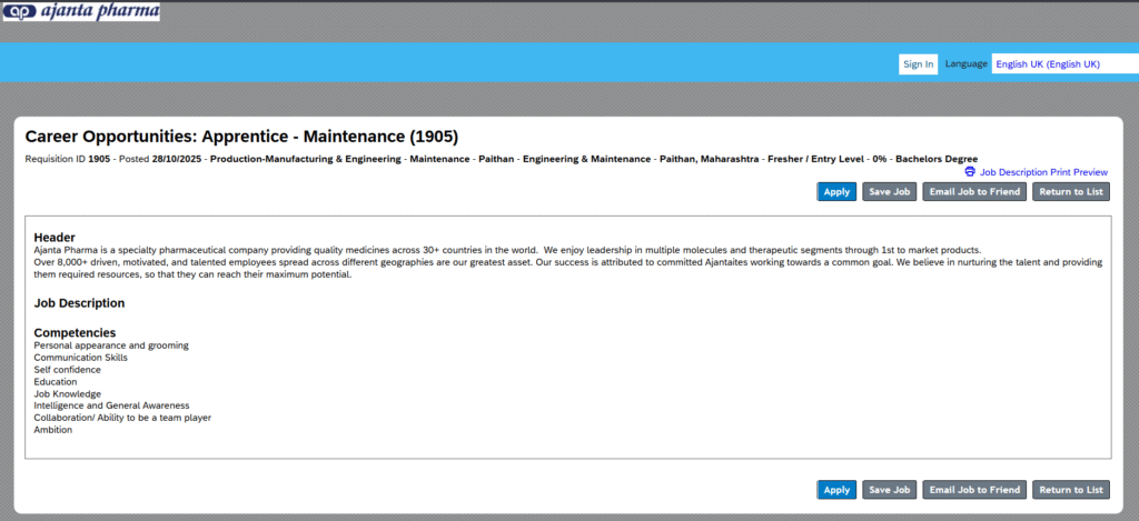 1905 Maintenance Notification