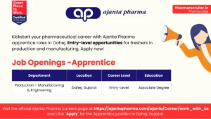 Ajanta Pharma Hiring Freshers