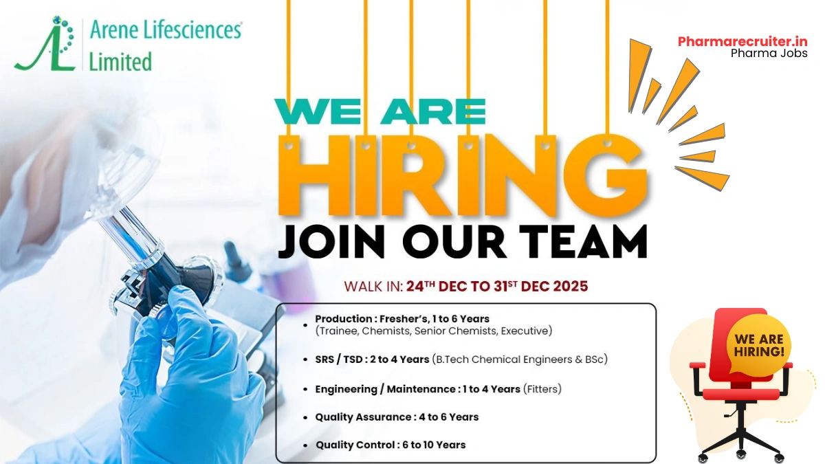 Arene Lifesciences Limited Walk in Drive from 24th to 31st Dec 2025