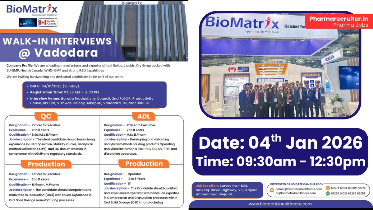 BioMatrix Healthcare Walk in Drive on 4th Jan 2026