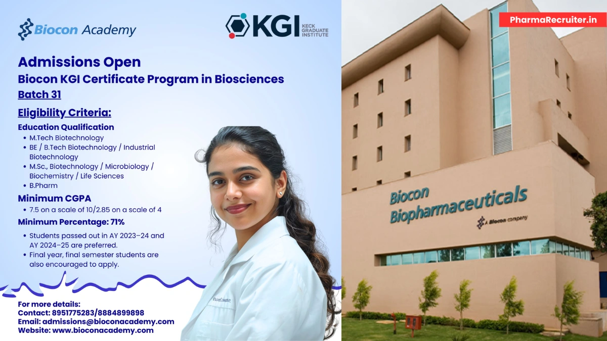 Biocon KGI Certificate Program in Biosciences – Batch 31